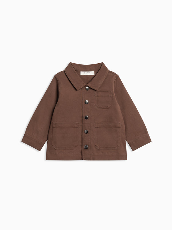Denver Twill Chore Jacket - Chestnut Baby-Kids : Tops : Tops : Outerwear : Long Sleeves KENDI by Colored Organics Denver Twill Chore Jacket for Baby | Colored Organics®