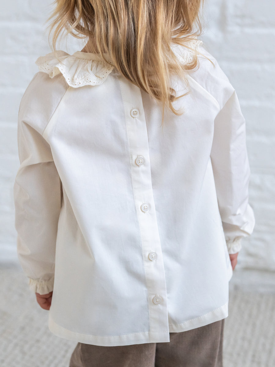Shirley Poplin Ruffle Collar Shirt - Ivory Kids : Tops : Shirts : Long Sleeves KENDI by Colored Organics Baby Shirley Poplin Ruffle Collar Shirt | Colored Organics®