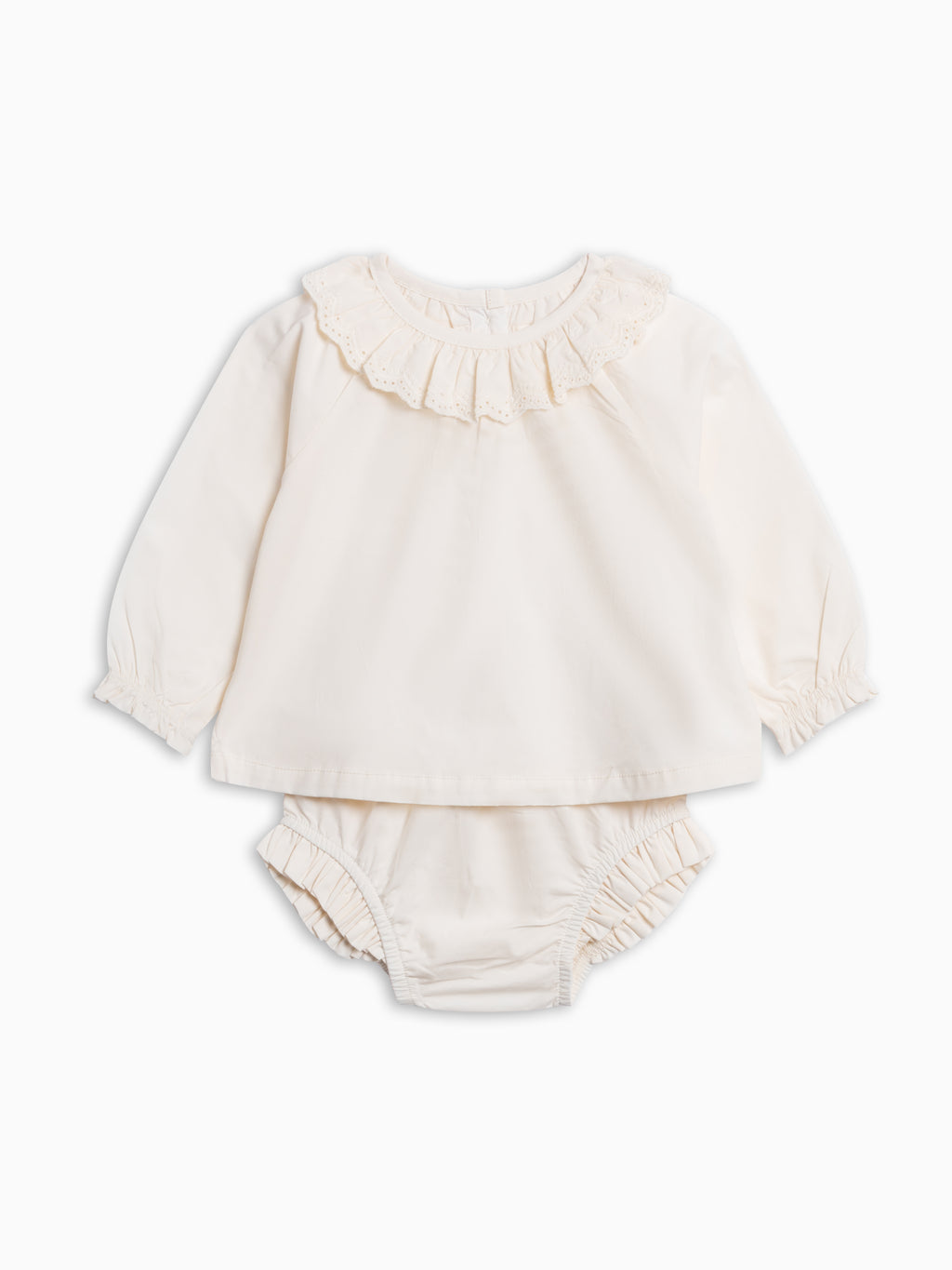 Dorothy Poplin Ruffle Collar Shirt and Bloomer Set - Ivory Baby : Set : Bottoms : Shorts : Tops : Tanks KENDI by Colored Organics Dorothy Poplin Ruffle Collar Shirt and | Colored Organics®