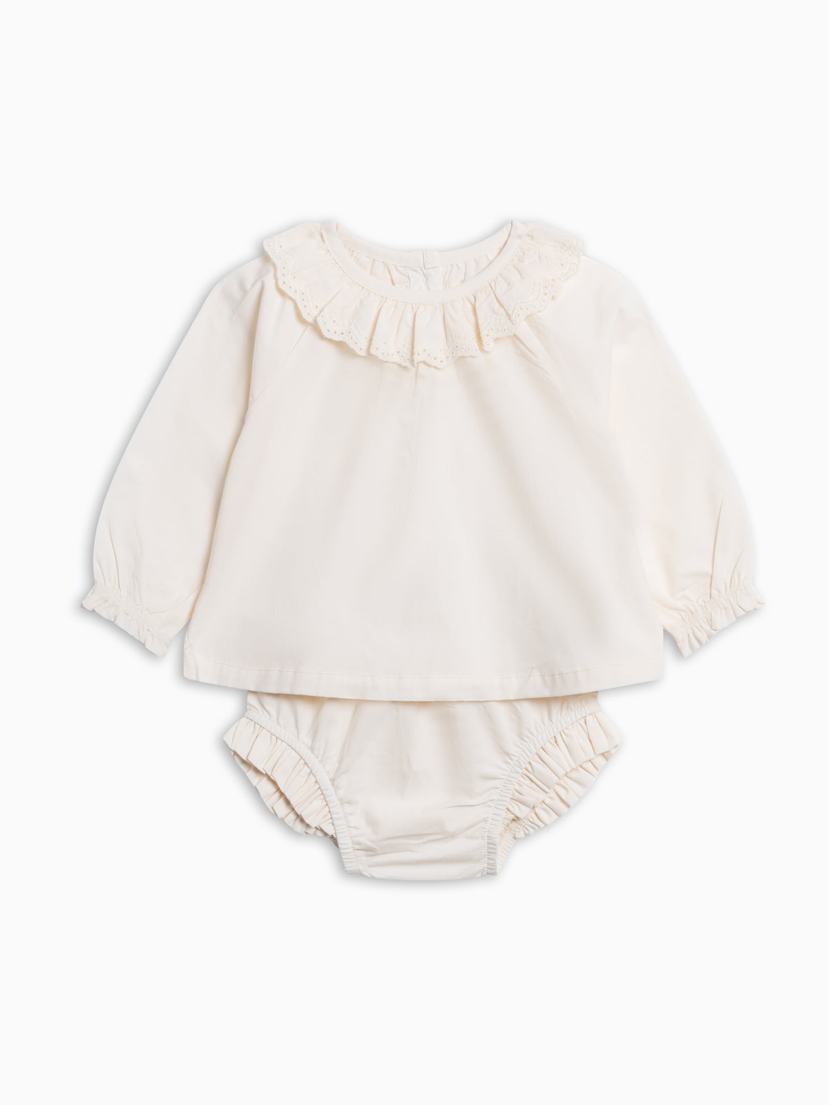 Dorothy Poplin Ruffle Collar Shirt and Bloomer Set - Ivory Baby : Set : Bottoms : Shorts : Tops : Tanks KENDI by Colored Organics Dorothy Poplin Ruffle Collar Shirt and | Colored Organics®