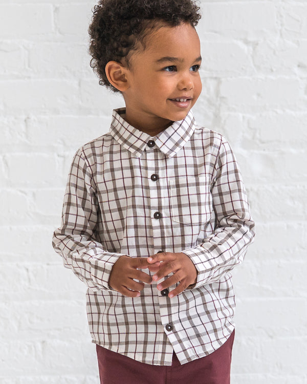 Earl Poplin Collar Shirt Baby-Kids : Tops : Shirts : Long Sleeves Kendi Organic Cotton Baby and Kids Earl | Colored Organics®
