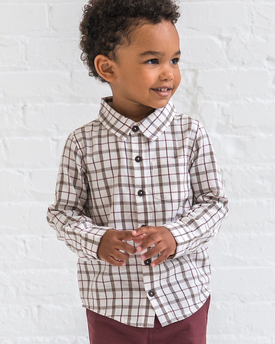 Earl Poplin Collar Shirt Baby-Kids : Tops : Shirts : Long Sleeves Kendi Organic Cotton Baby and Kids Earl | Colored Organics®
