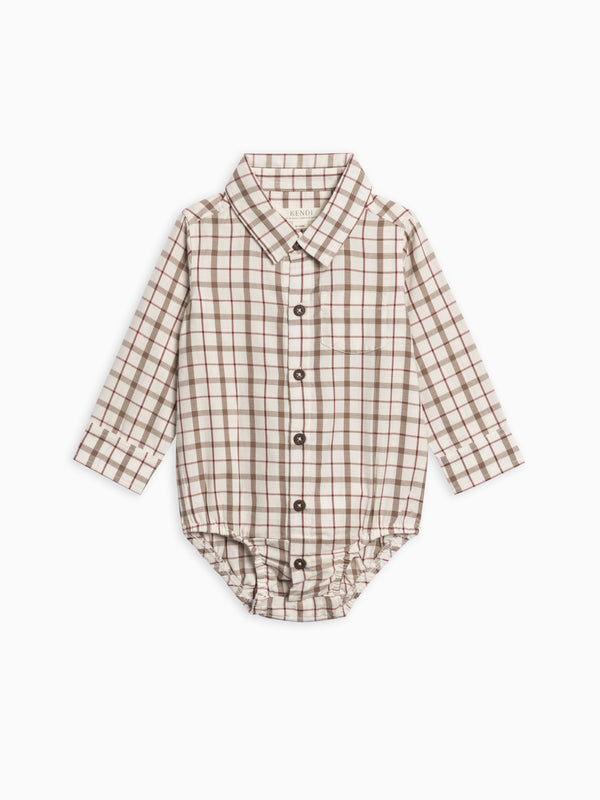 Theo Poplin Collar Bodysuit Baby : One Pieces : Bodysuits : Long Sleeves Kendi Organic Cotton Baby Theo Poplin Collar | Colored Organics®
