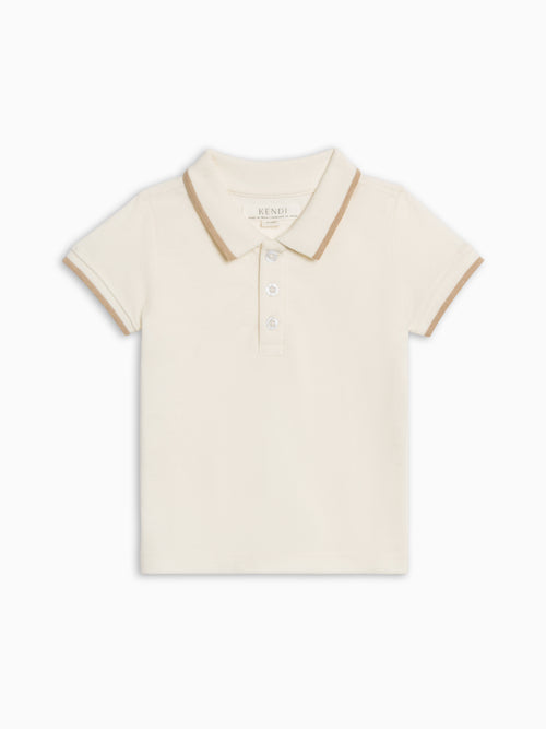 Arnie Piqué Polo - Coconut Sale : Baby-Kids : Tops : Shirts : Short Sleeves KENDI by Colored Organics Arnie Piqué Polo - Coconut for Baby | Colored Organics®