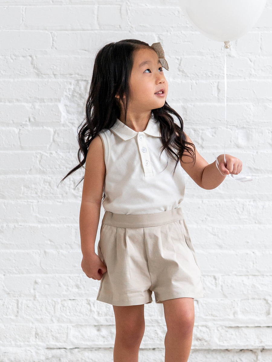 Annika Piqué Polo Tank - Coconut Baby-Kids : Tops : Shirts : Tanks Kendi Baby Annika Piqué Polo Tank - Coconut | Colored Organics®