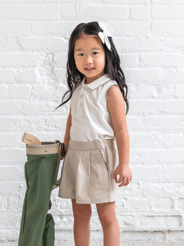 Annika Piqué Polo Tank - Coconut Baby-Kids : Tops : Shirts : Tanks Kendi Baby Annika Piqué Polo Tank - Coconut | Colored Organics®