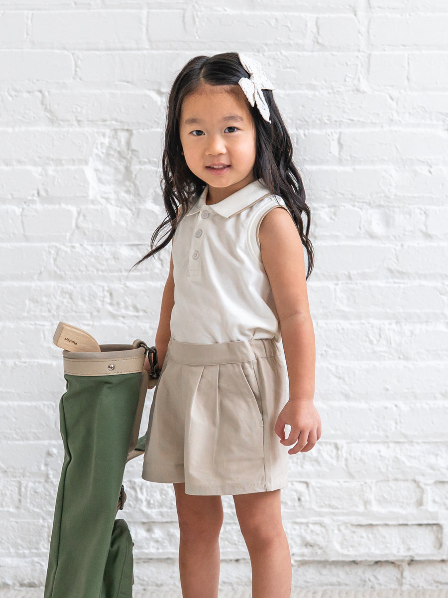 Annika Piqué Polo Tank - Coconut Baby-Kids : Tops : Shirts : Tanks Kendi Baby Annika Piqué Polo Tank - Coconut | Colored Organics®