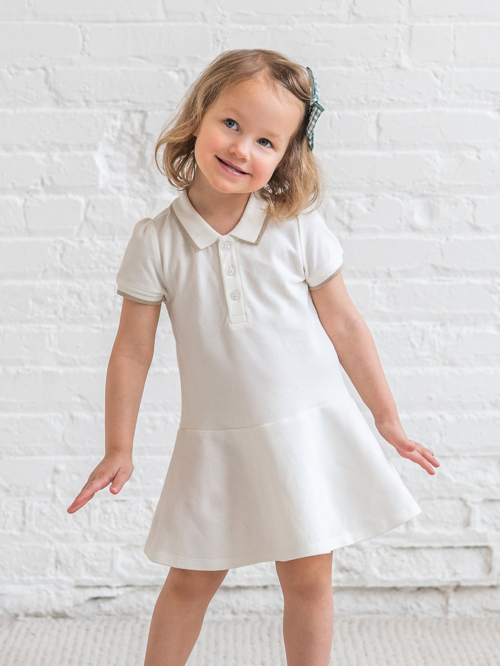 Betsy Piqué Polo Dress - Coconut Kids : Dresses : Short Sleeves KENDI by Colored Organics Baby Betsy Piqué Polo Dress - Coconut | Colored Organics®