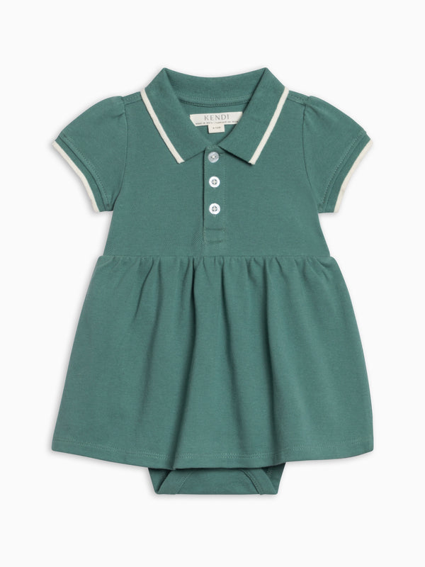 Meri Piqué Polo Dress - Laguna Baby : One Pieces : Bodysuits : Short Sleeves : Dresses : Short Sleeves Kendi Meri Piqué Polo Dress - Laguna for Baby | Colored Organics®