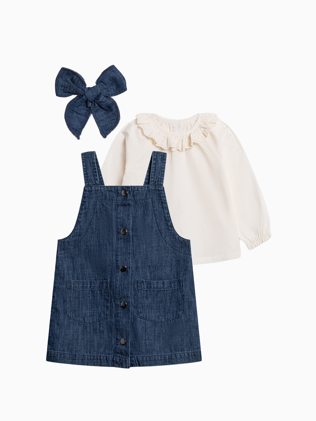 Organic Toddler Girls Chambray Jumper Bundle Kids : Virtual Bundle KENDI by Colored Organics Organic Toddler Girls Chambray Jumper | Colored Organics®