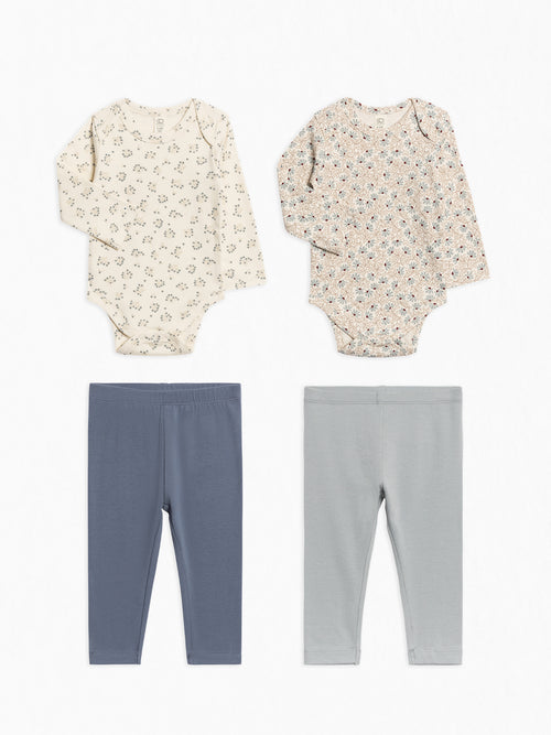4-Piece Baby Bodysuit and Leggings Bundle Baby : Virtual Bundle : Bottoms : Joggers : One Pieces : Bodysuits : Long Sleeves Colored Organics 4-Piece Baby Bodysuit and Leggings | Colored Organics®