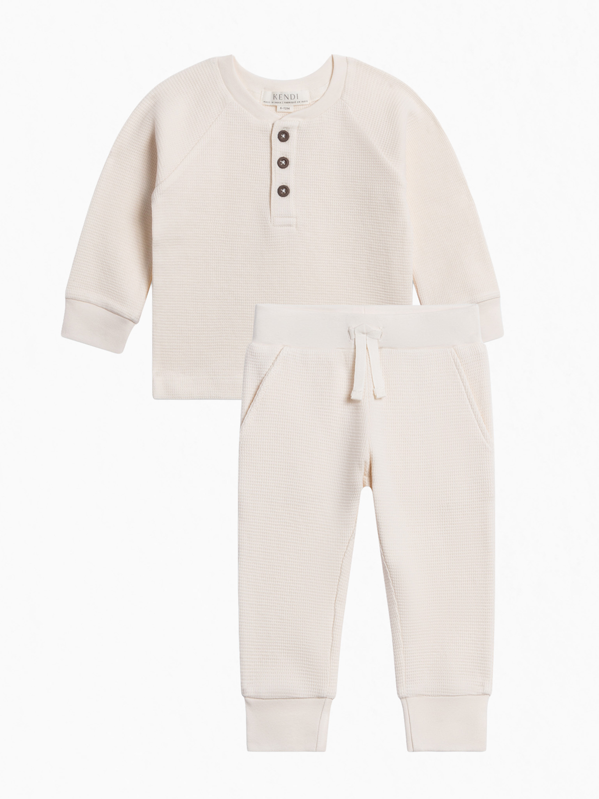 Organic Boy Fall Henley Waffle Set Baby-Kids : Virtual Set KENDI by Colored Organics Organic Waffle Summer Set for Baby | Colored Organics®