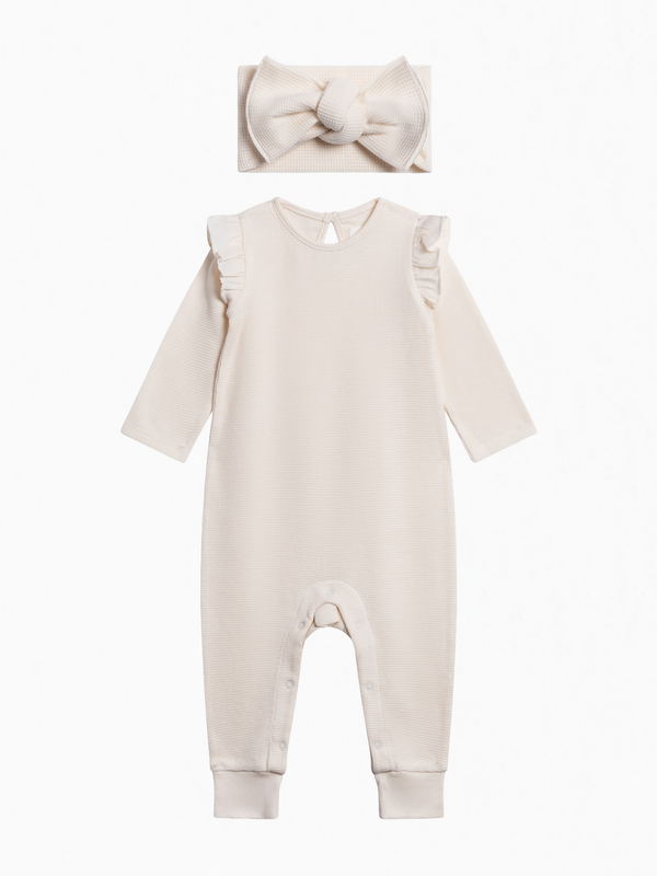 Organic Girl Waffle Romper Set Baby : Virtual Set KENDI by Colored Organics Organic Waffle Summer Set for Baby | Colored Organics®