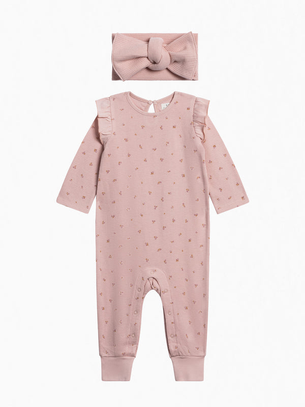 Organic Girl Waffle Romper Set Baby : Virtual Set KENDI by Colored Organics Organic Waffle Summer Set for Baby | Colored Organics®