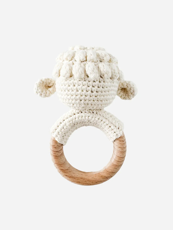 Crocheted Lamb Rattle Teether Baby : Toys : Plush + Crinkle : Rattles The Blueberry Hill 