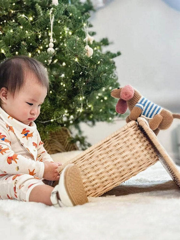 Baby Dog Rattle Toy Baby : Toys : Plush + Crinkle : Rattles : Teethers Estella Dog Organic Sherpa Knit Stuffed Animal | Colored Organics®