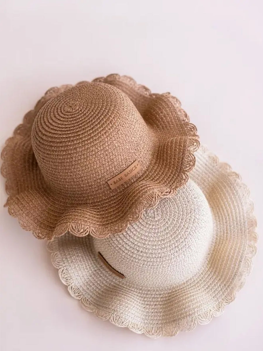 Baby Straw Sun Hat Baby-Kids : Accessories : Hats Babe Basics Woven Straw Baby Sun Hat with Drawstring | Colored Organics®