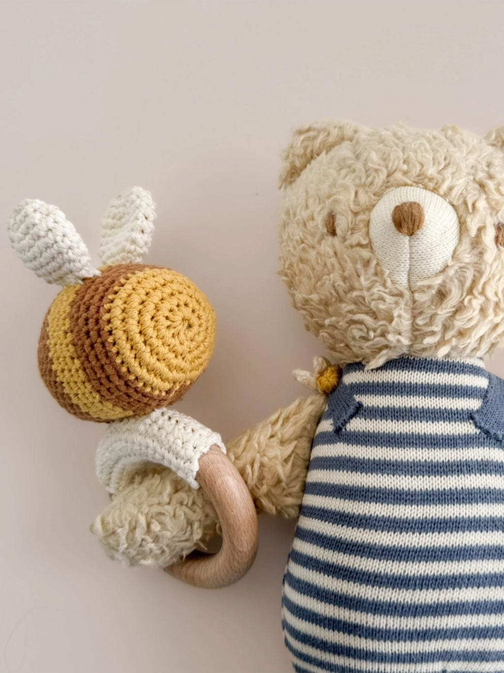 Bee Crocheted Rattle Teether Baby : Toys : Plush + Crinkle : Rattles The Blueberry Hill Bee Crocheted Rattle Teether for Baby | Colored Organics®