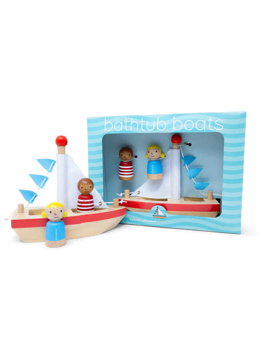 Boats & Buddies Bath Toy Baby-Kids : Nursery : Bath : Toys : Learning Jack Rabbit Creations Wooden Boats and Buddies Bath Toys | Colored Organics®
