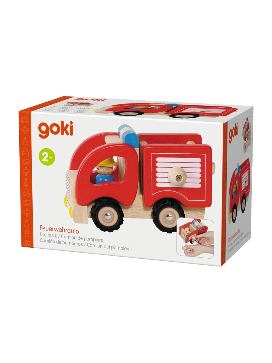 Fire Truck Baby-Kids : Toys : Pretend Play Goki America Wooden Car Transporter Truck Toy | Colored Organics®