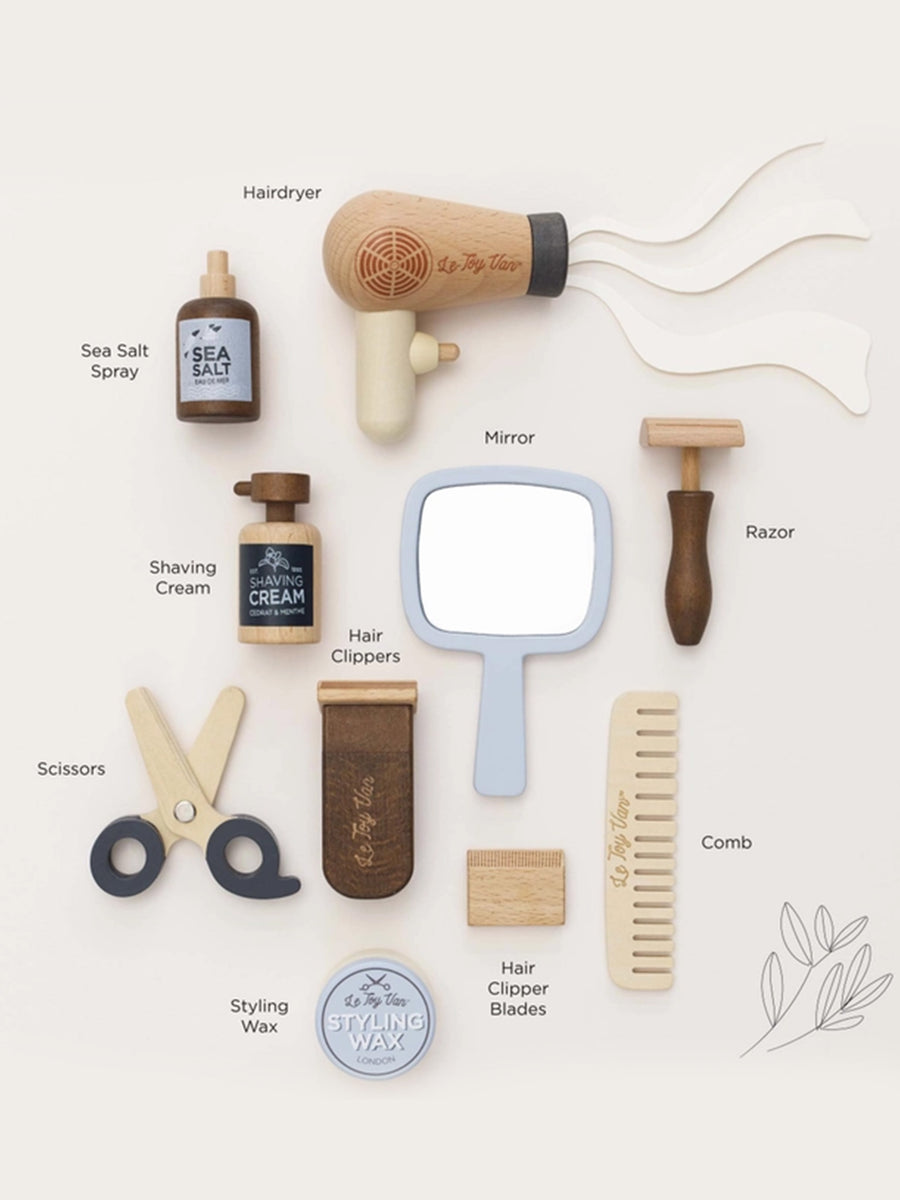 Hairdresser & Barber Play Kit Baby-Kids : Toys : Pretend Play Le Toy Van, Inc. Hairdresser & Barber Play Kit for Baby | Colored Organics®