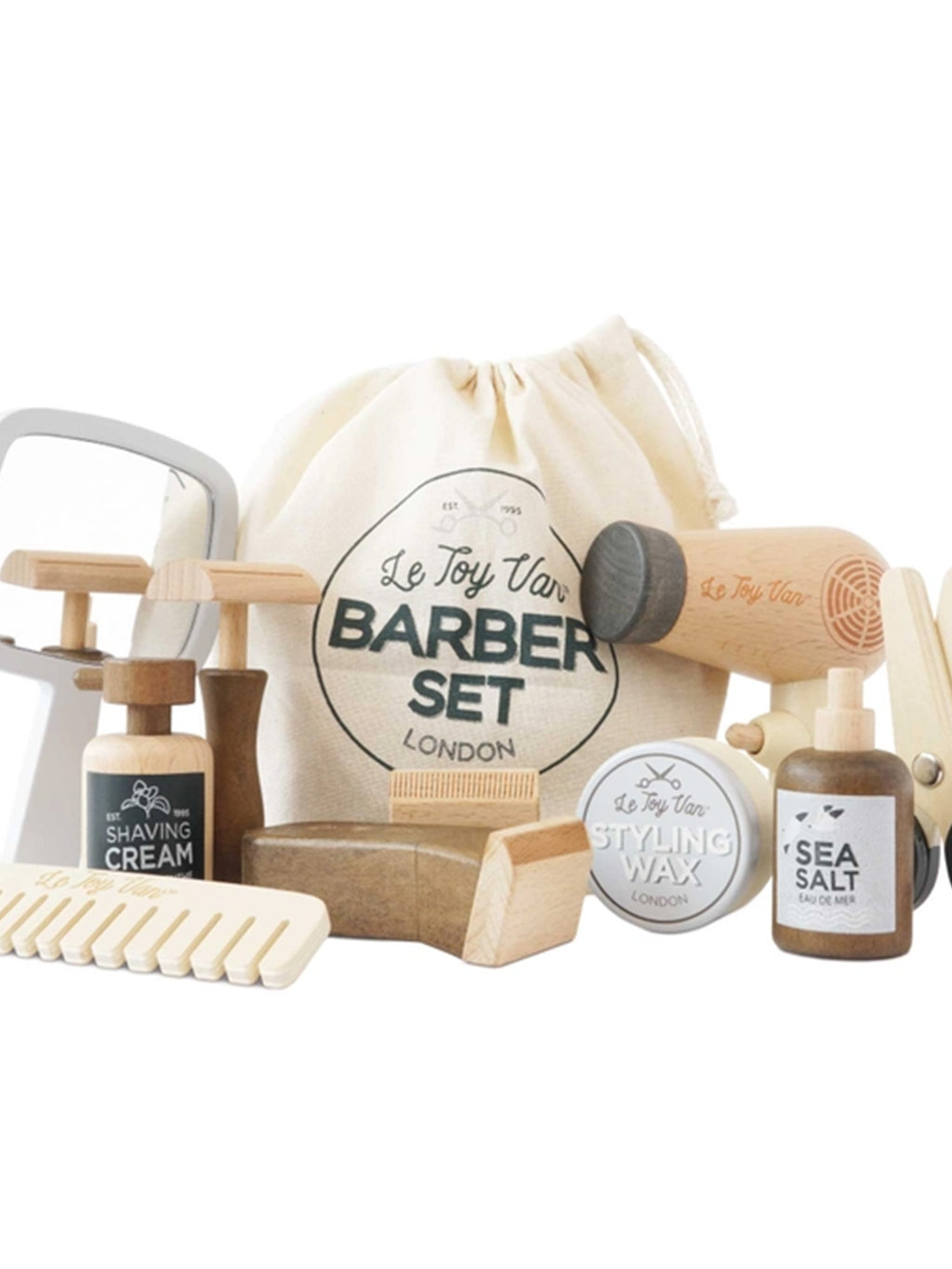 Hairdresser & Barber Play Kit Baby-Kids : Toys : Pretend Play Le Toy Van, Inc. Hairdresser & Barber Play Kit for Baby | Colored Organics®