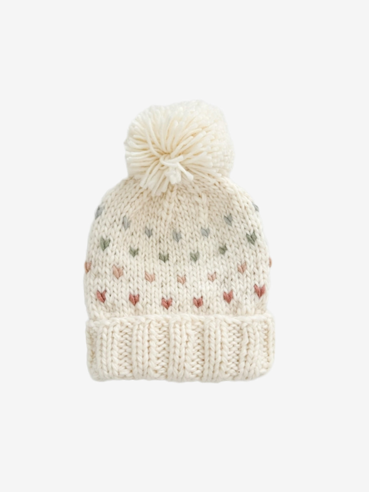 Hearts Pom Knit Hat Baby-Kids : Accessories : Hats Blueberry Hill Hearts Pom Knit Hat for Babies and Kids | Colored Organics®