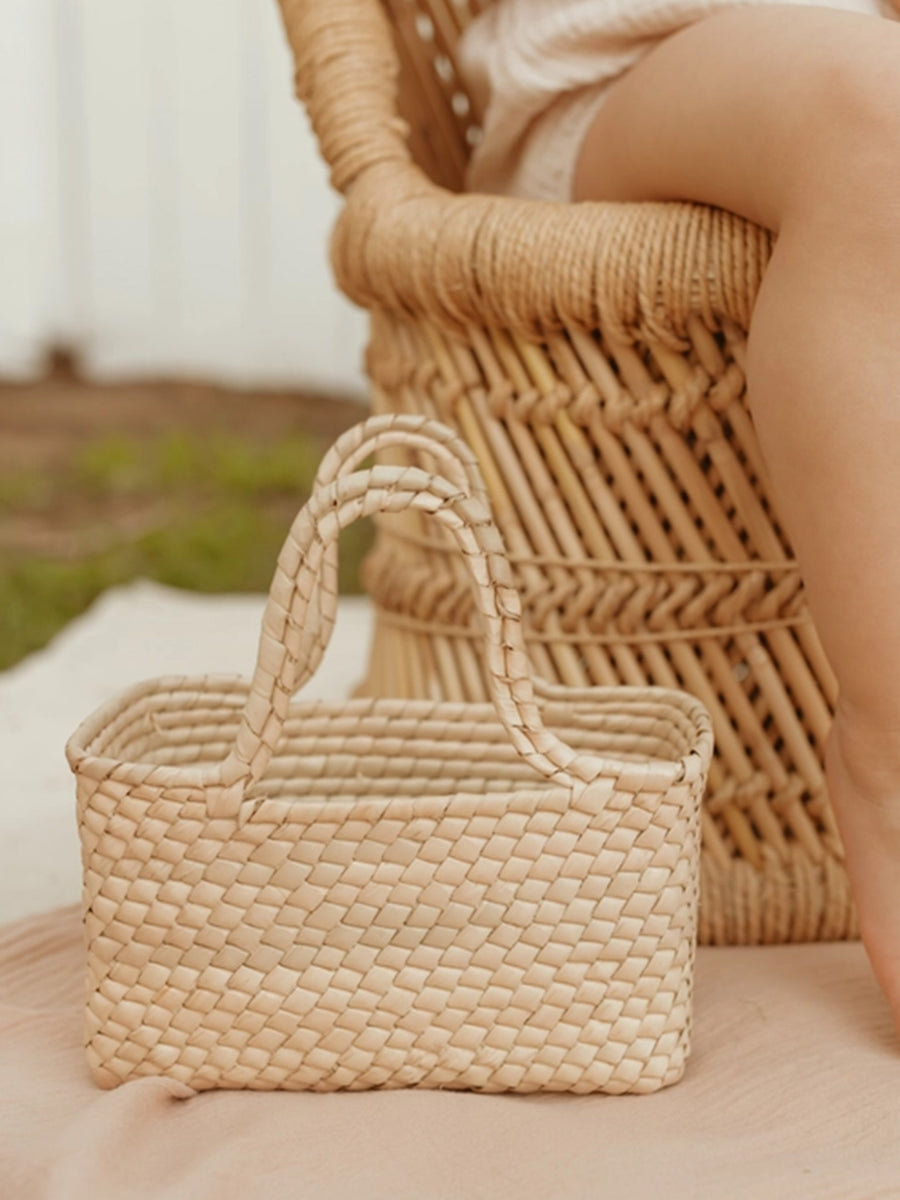 Mini Magnolia Straw Basket Kids : Accessories : Bags LEAH Mini Magnolia Straw Basket for Baby | Colored Organics®