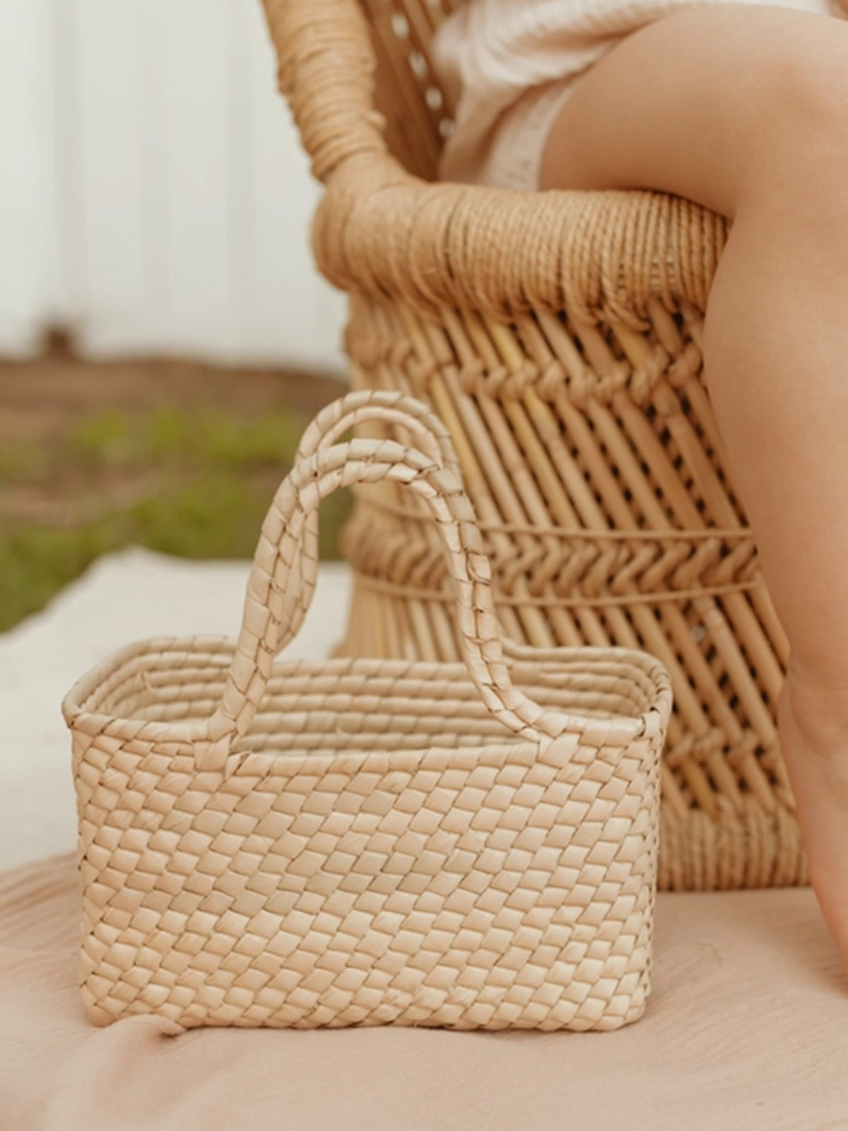 Mini Magnolia Straw Basket Kids : Accessories : Bags LEAH Mini Magnolia Straw Basket for Baby | Colored Organics®