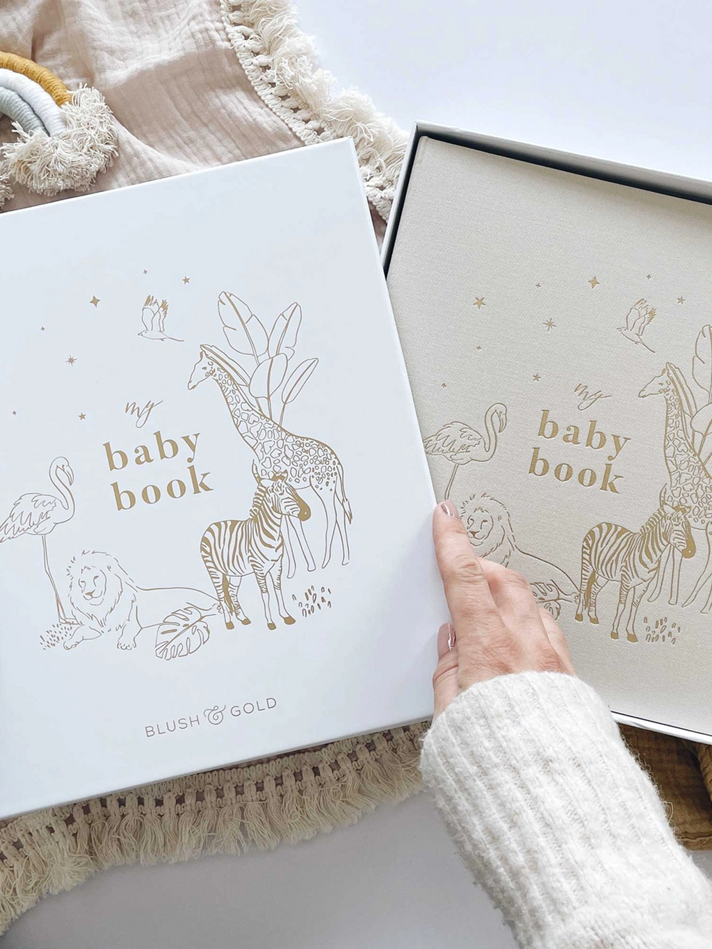 My Baby Keepsake and Memory Book Nursery : Memory Books Blush and Gold Baby Memory Book Pregnancy to Age 5 | Colored Organics®