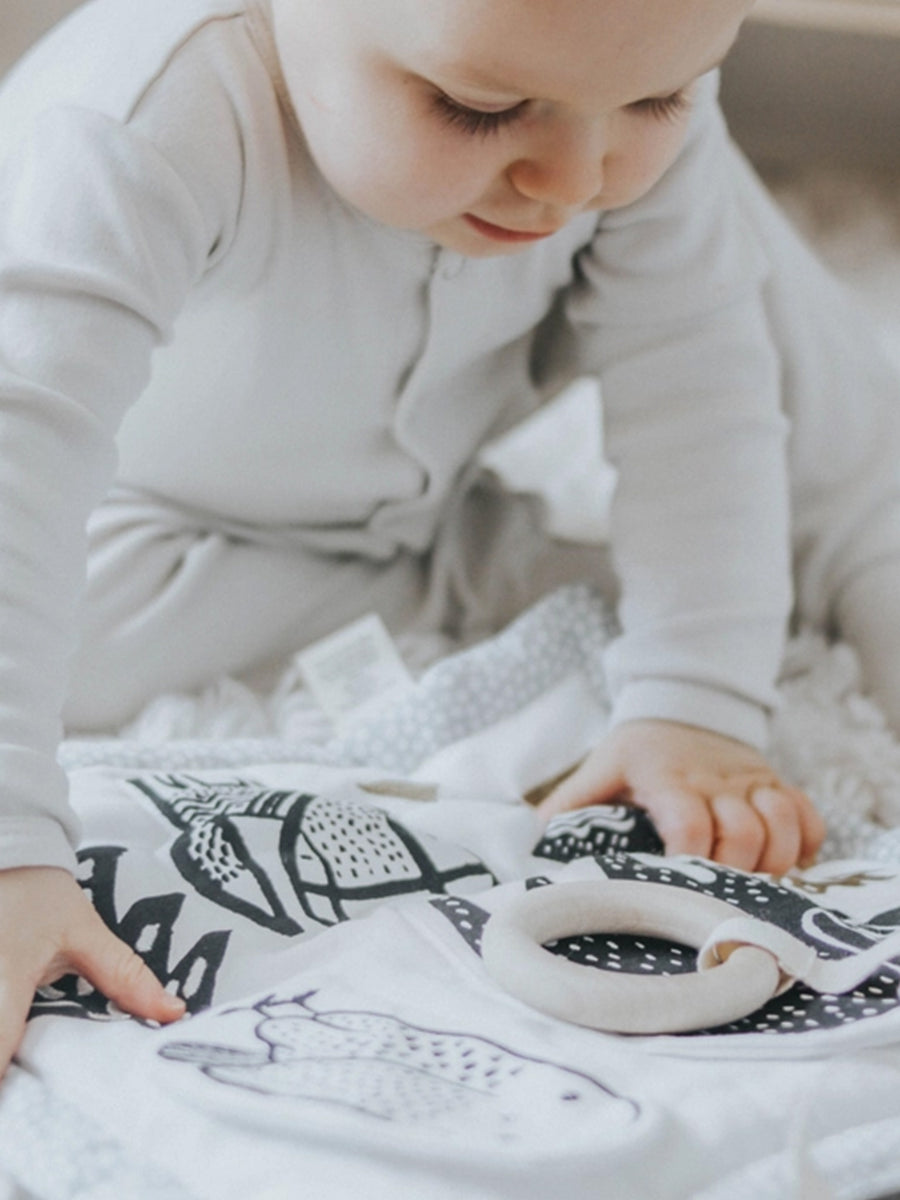 Organic Activity Pad Baby : Toys : Plush + Crinkle Wee Gallery Organic Cotton Baby Activity Pad | Colored Organics®