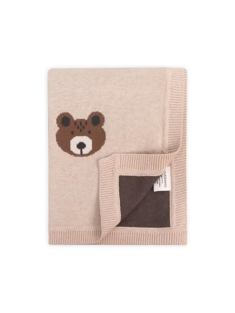 Organic Brown Bear Knit Baby Blanket Baby : Nursery : Bedding : Blankets Viverano Organics 
