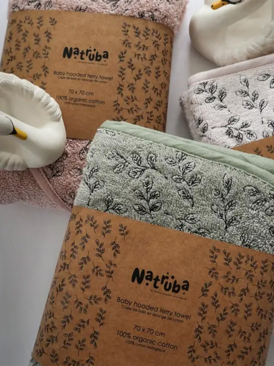 Organic Cotton Floral Hooded Towel Baby : Nursery : Bath Natruba Organic Floral Hooded Towel for Baby | Colored Organics®