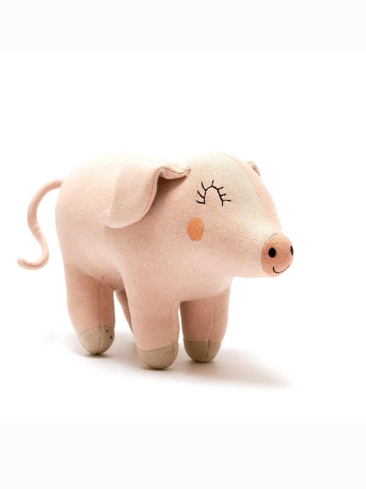 Organic Cotton Knitted Pig Baby-Kids : Toys : Plush + Crinkle Best Years Ltd Organic Cotton Knitted Pink Pig Toy | Colored Organics®