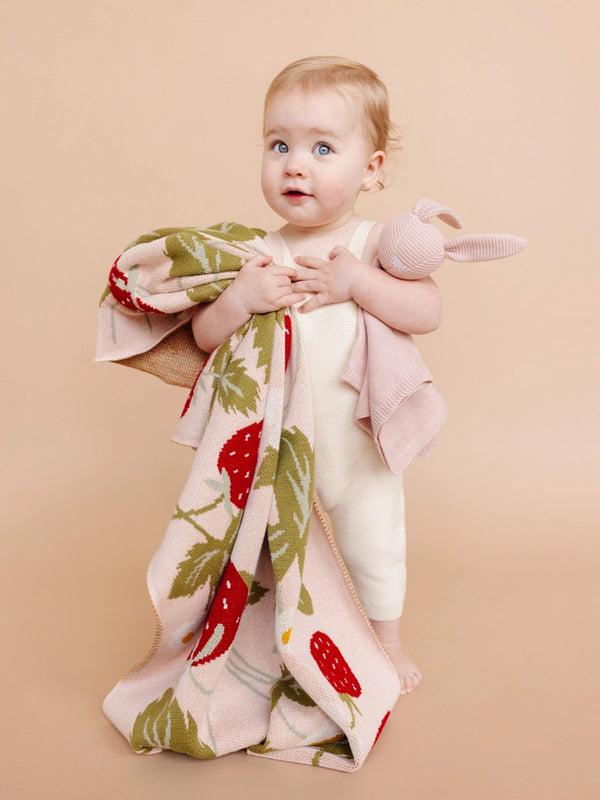 Organic Cotton Strawberry Blanket Baby : Nursery : Bedding : Blankets The Blueberry Hill Organic Cotton Strawberry Baby Blanket | Colored Organics®