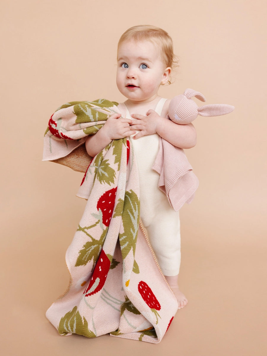 Organic Cotton Strawberry Blanket Baby : Nursery : Bedding : Blankets The Blueberry Hill Organic Cotton Strawberry Baby Blanket | Colored Organics®