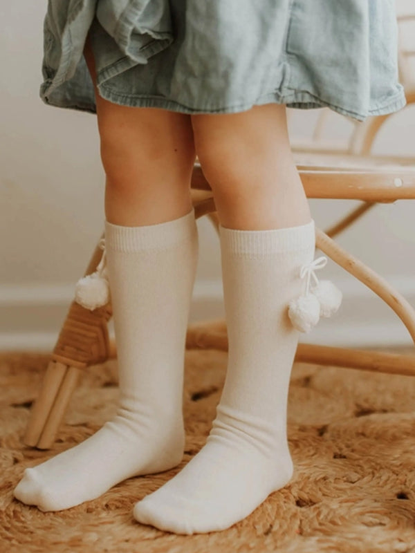 Pom Pom Socks Baby-Kids : Accessories : Socks Q for Quinn Organic Cotton Pom Pom Knee Socks | Colored Organics®