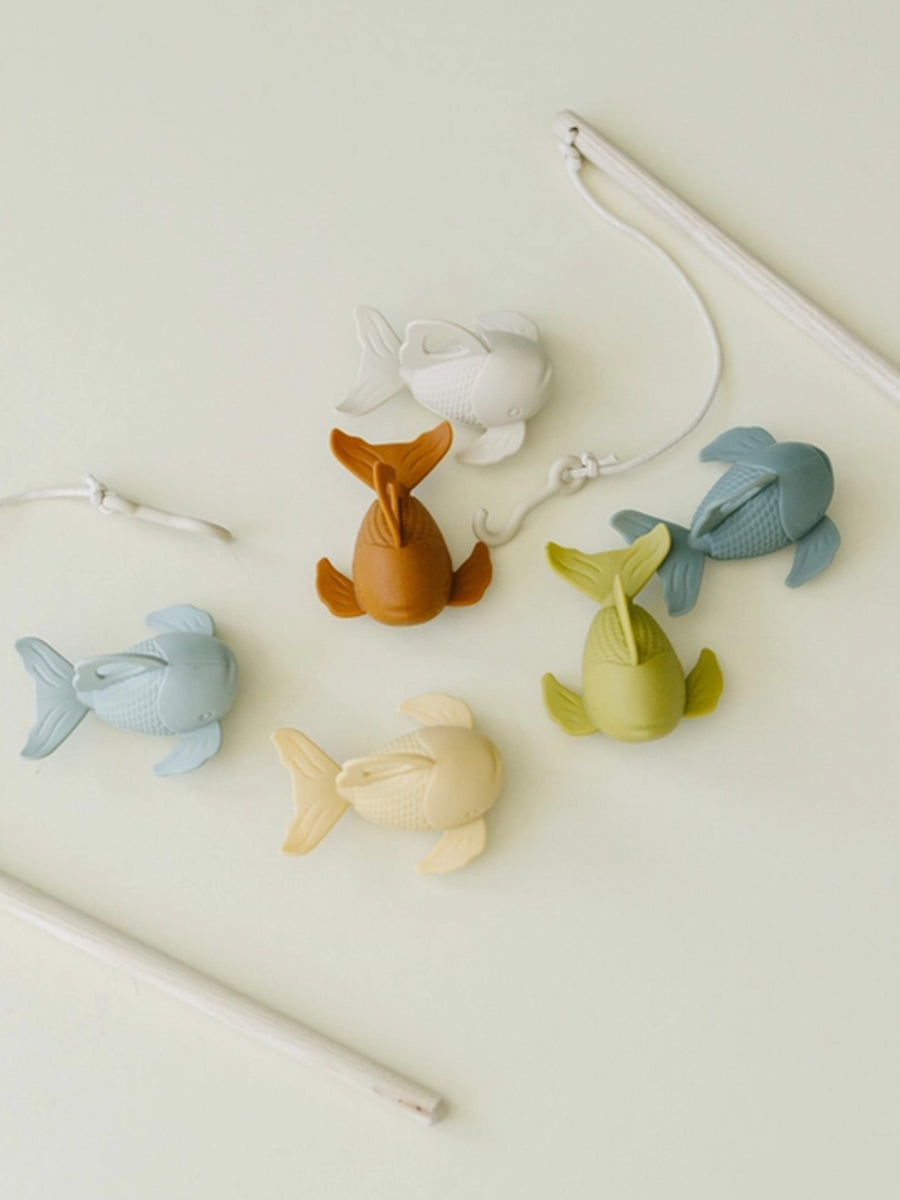 Silicone and Wood Fishing Play Set Baby-Kids : Toys : Pretend Play Marlowe & Co Baby Silicone and Wood Fishing Play Set | Colored Organics®