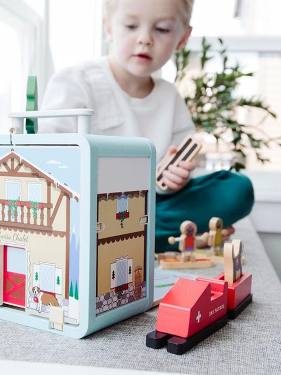 Ski Chalet Suitcase Play House Baby-Kids : Toys : Pretend Play Jack Rabbit Creations Ski Chalet Suitcase Play House for Baby | Colored Organics®
