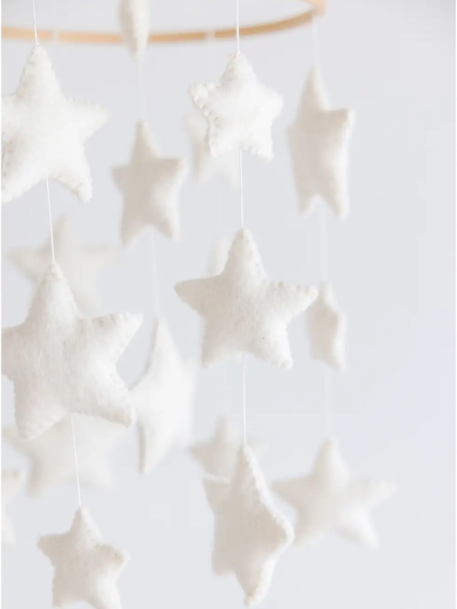 Star Crib Mobile Baby : Nursery : Mobile Nivas Wool Felt Star Baby Crib Mobile | Colored Organics®