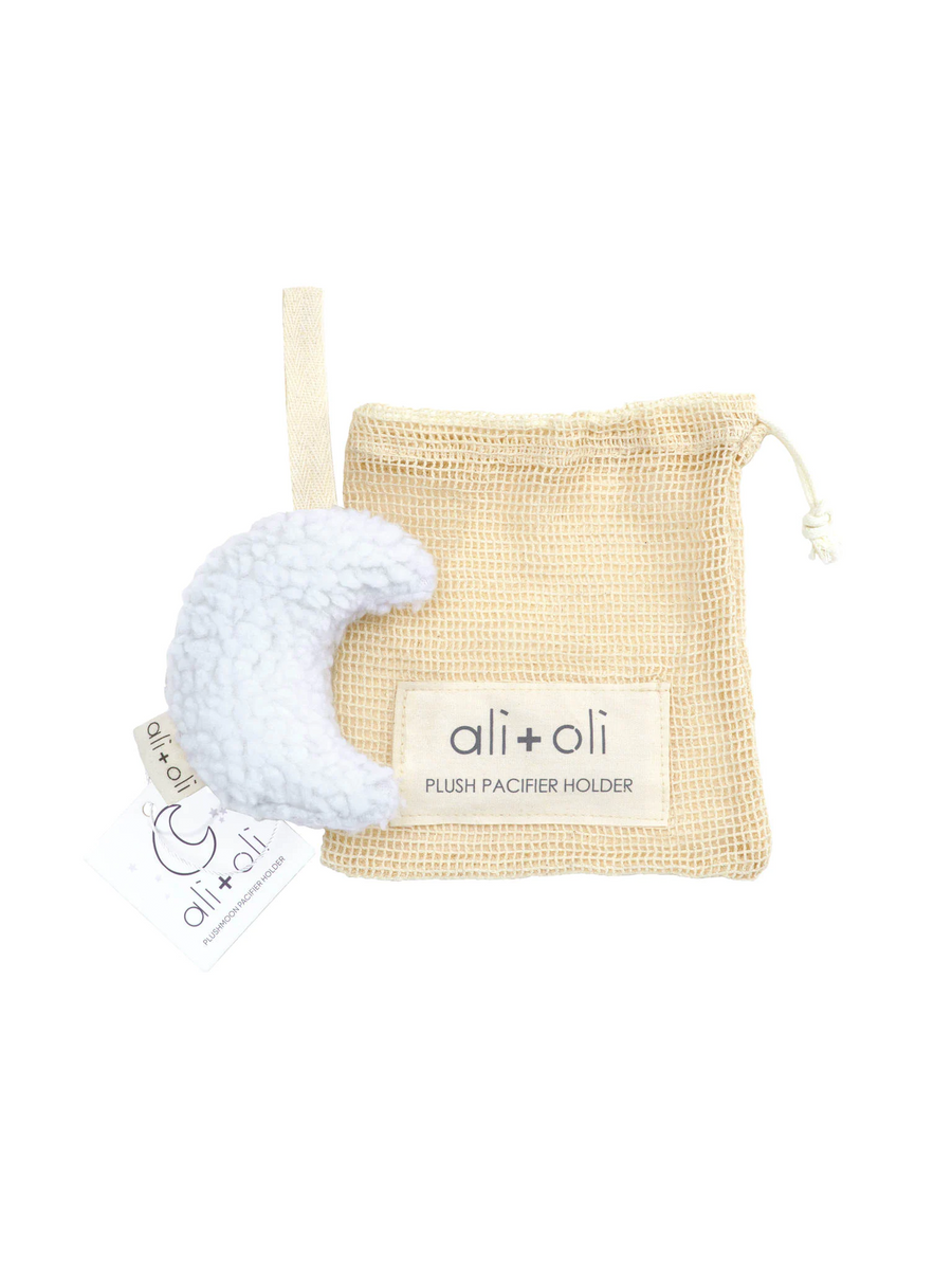 Teddy Plush Moon Pacifier Holder Baby : Gear : Pacifiers + Clips Ali + Oli 