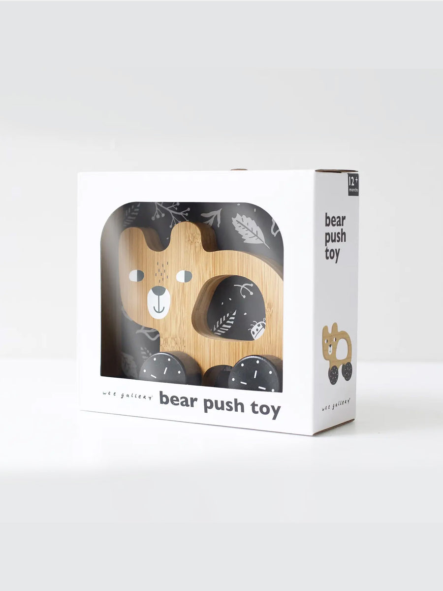 Wooden Bear Push Toy Baby-Kids : Toys : Push + Pull Wee Gallery Wooden Bear Push Toy for Babies and Kids | Colored Organics®