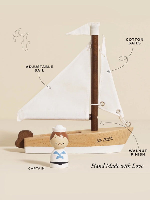 Wooden Sailing Boat & Captain Baby-Kids : Toys : Pretend Play Le Toy Van, Inc. Wooden Sailing Boat & Captain Baby | Colored Organics®
