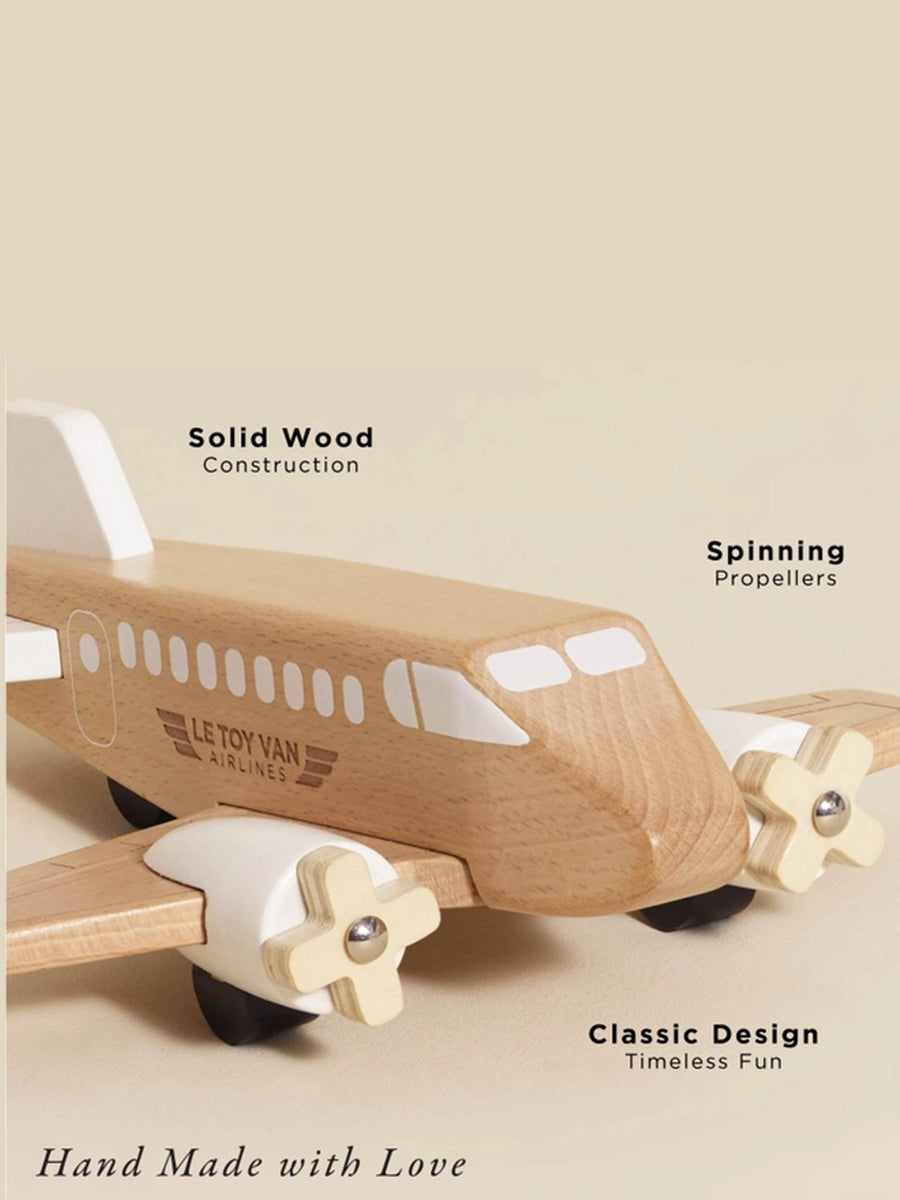 Wooden Toy Plane Kids : Toys : Push + Pull Le Toy Van, Inc. Wooden Toy Plane, Commercial Jet | Colored Organics®