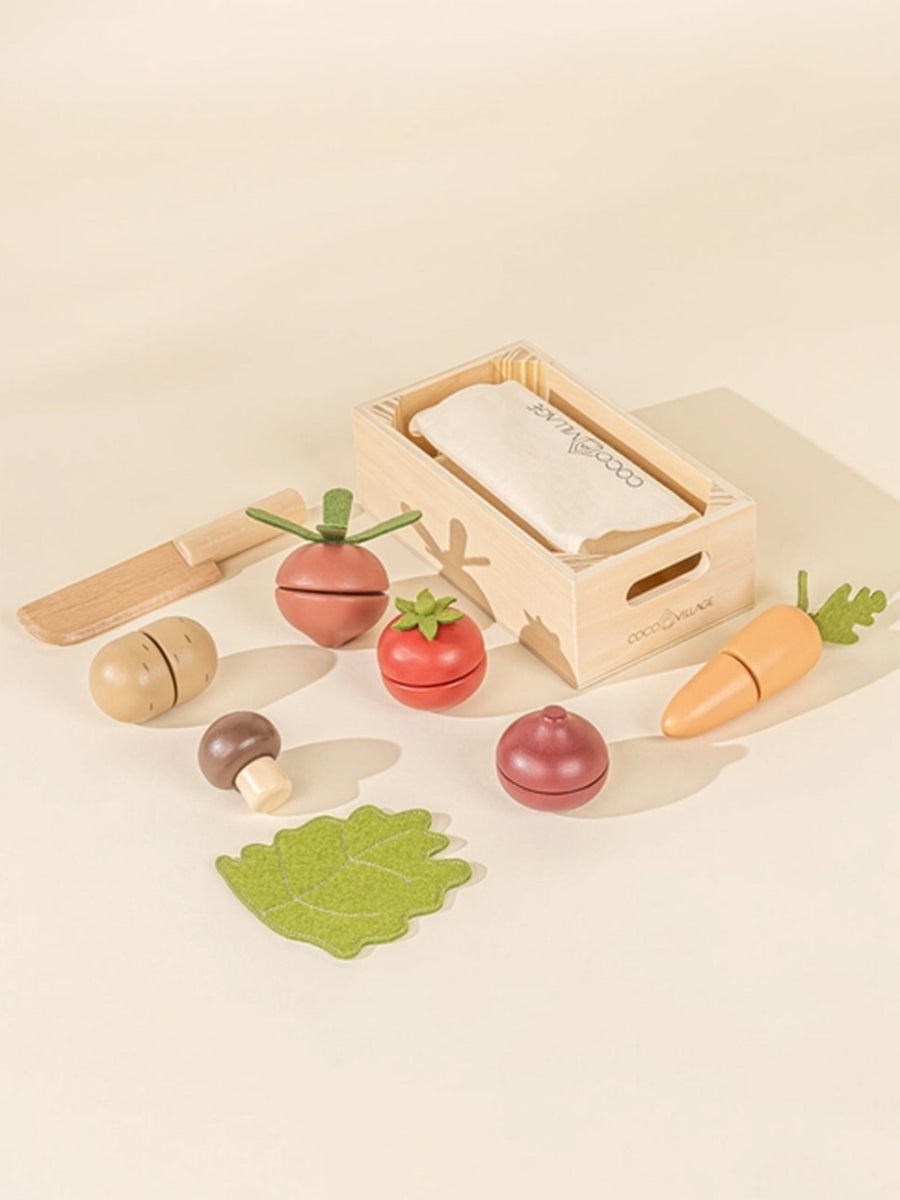 Wooden Vegetables Play Set Baby-Kids : Toys : Pretend Play Coco Village Wooden Vegetables Play Set for Baby | Colored Organics®