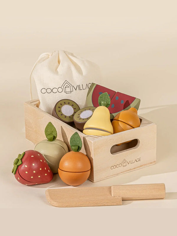 Wooden Fruits Play Set Baby-Kids : Toys : Pretend Play Coco Village Wooden Fruits Play Set for Kids | Colored Organics®