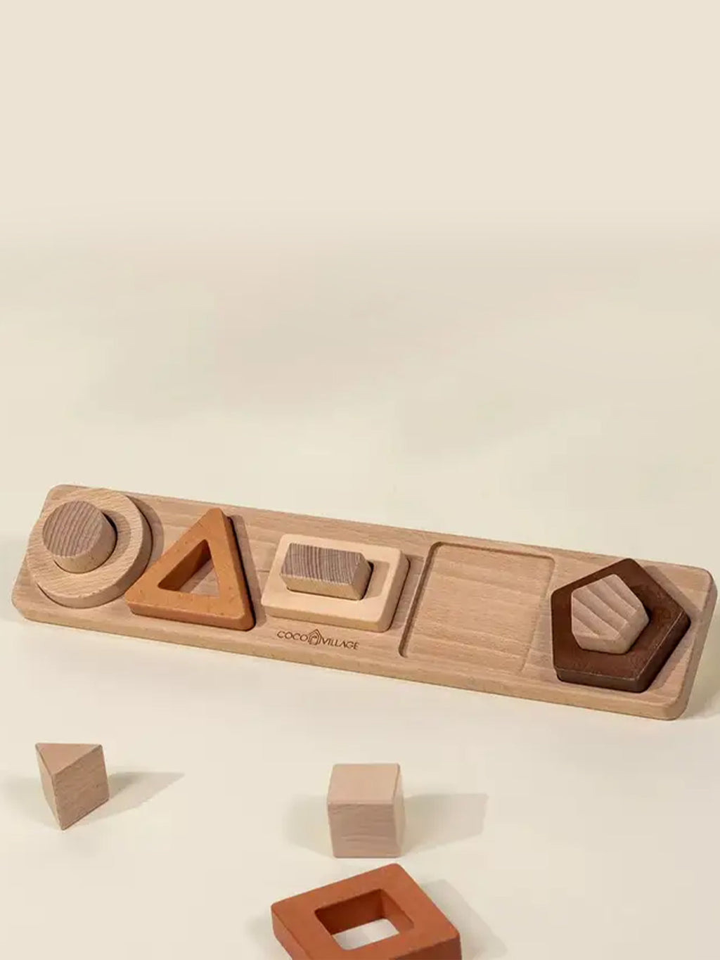 Wooden Shapes Learning Set Baby-Kids : Toys : Puzzle Coco Village Wooden Shapes Learning Set for Baby | Colored Organics®