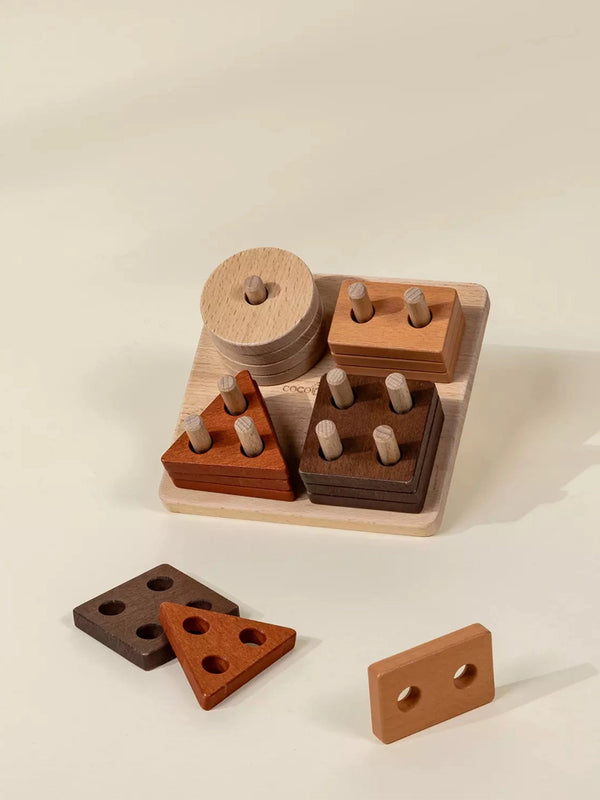 Wooden Stacking Shapes Peg Puzzle