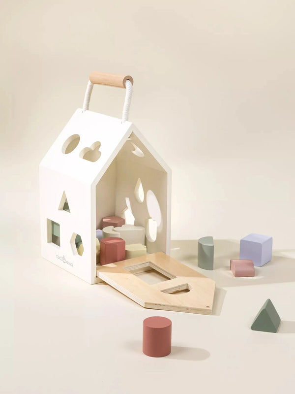 Wooden Shapes Sorting House Kids : Toys : Blocks Coco Village Wooden Shapes Sorting House Baby | Colored Organics®