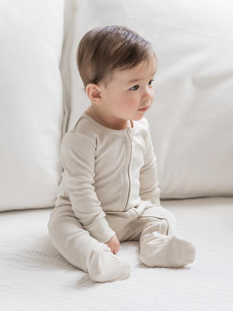 Classic Peyton Zipper Sleeper Baby : One Pieces : Sleepers : Long Sleeves KENDI by Colored Organics Organic Peyton Zipper Footed Sleeper | Colored Organics®